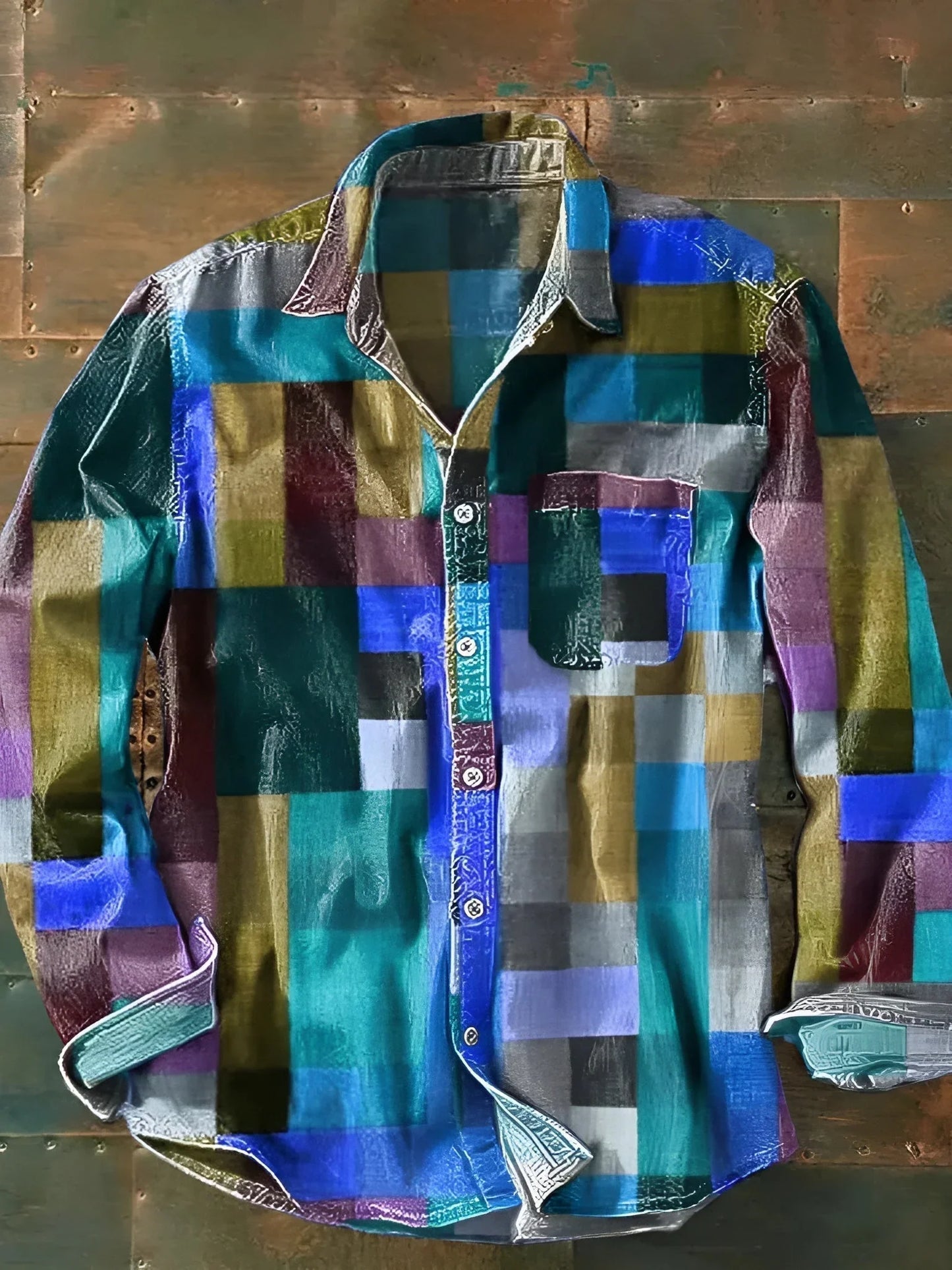 Carlo | Camisa patchwork de manga larga multicolor