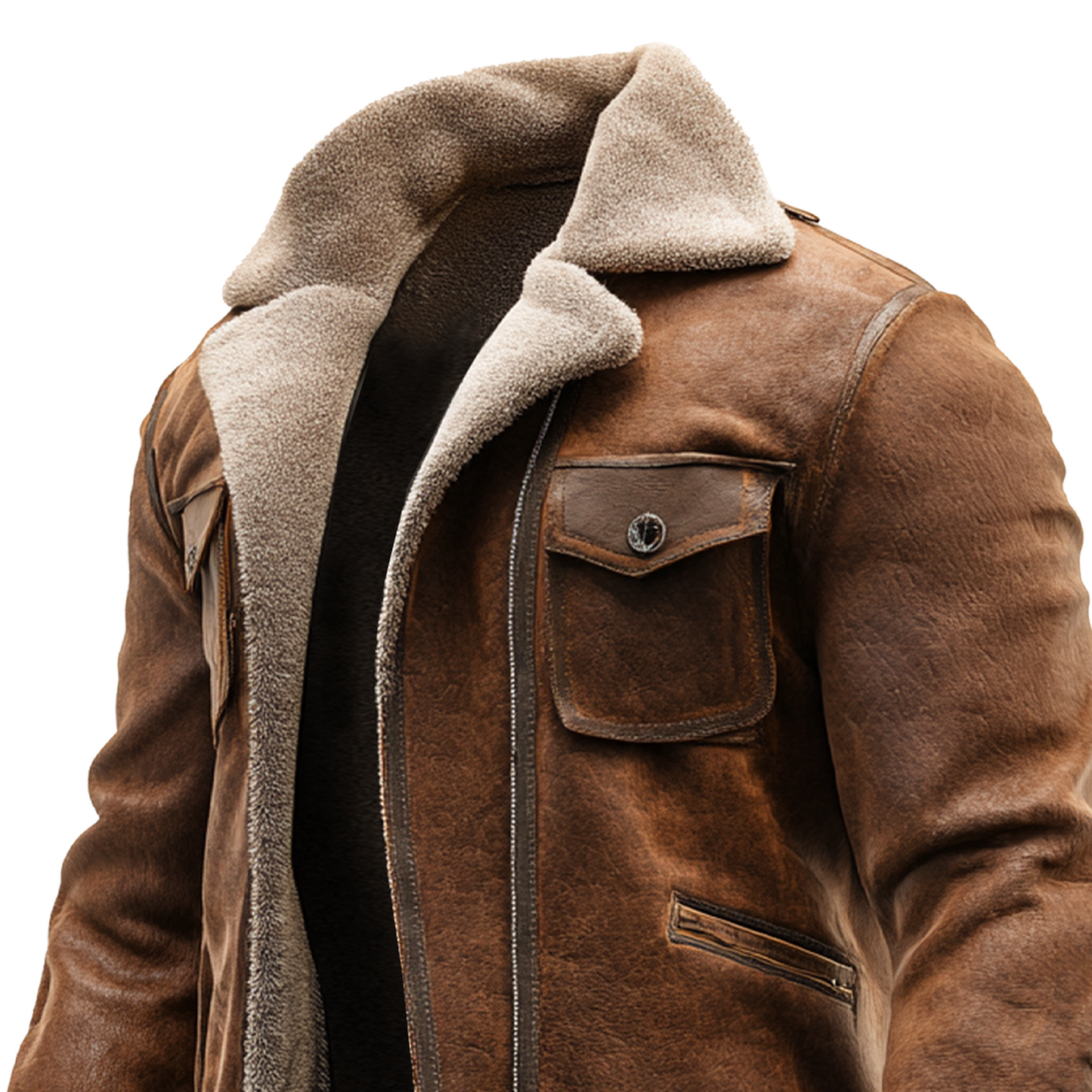 Nico - Chaqueta de Cuero Marrón Vintage