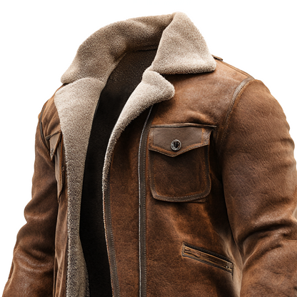 Nico - Chaqueta de Cuero Marrón Vintage