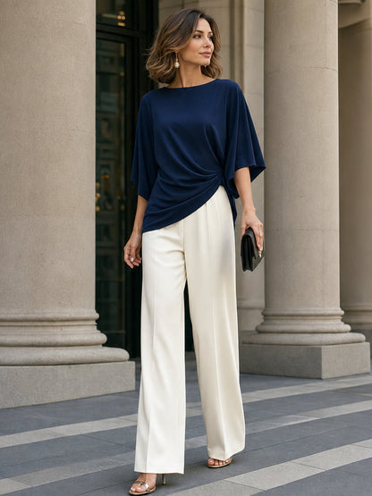 Gabriella | Conjunto Blusa Drapeada y Pantalón Ancho