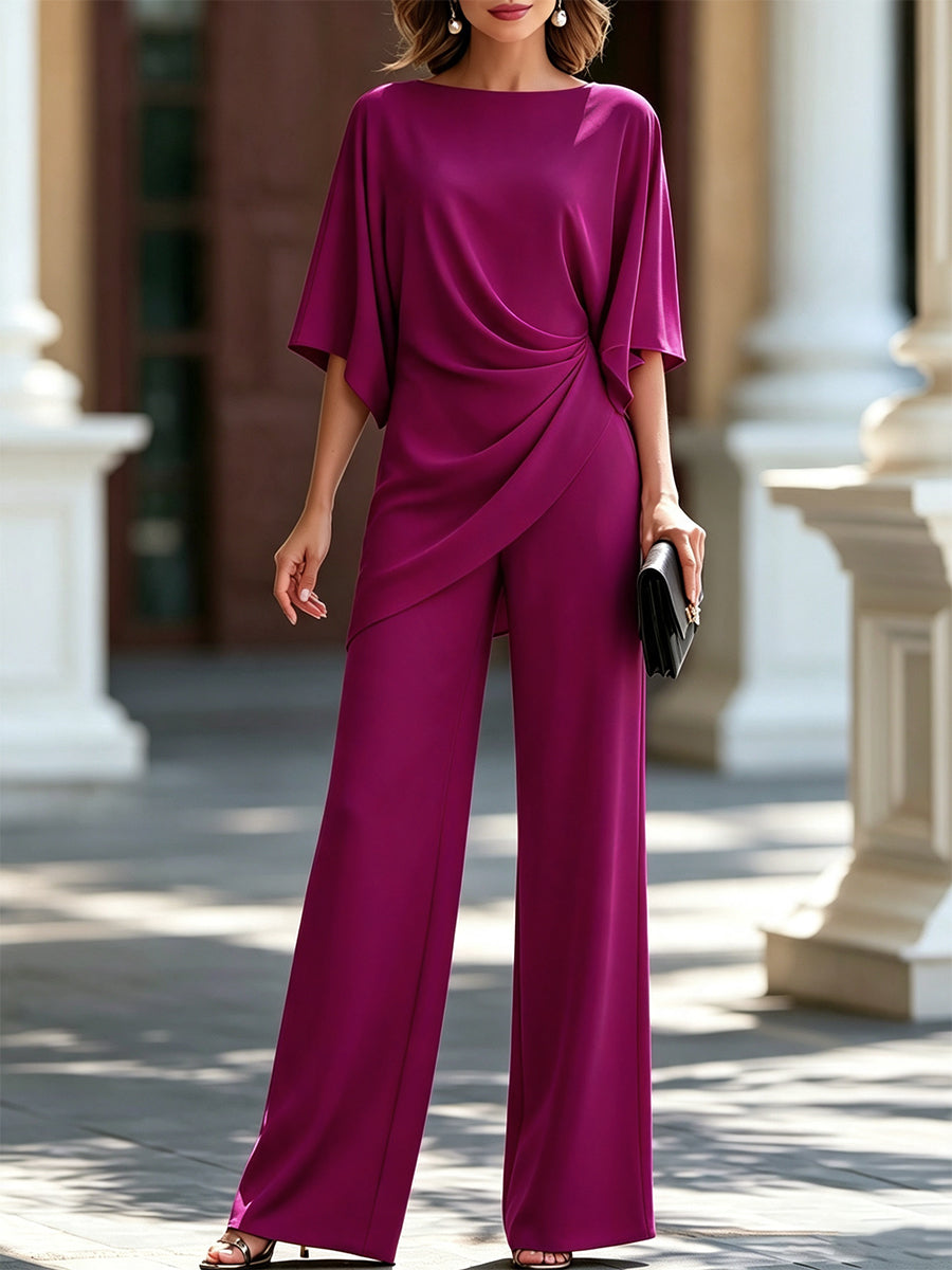 Gabriella | Conjunto Blusa Drapeada y Pantalón Ancho