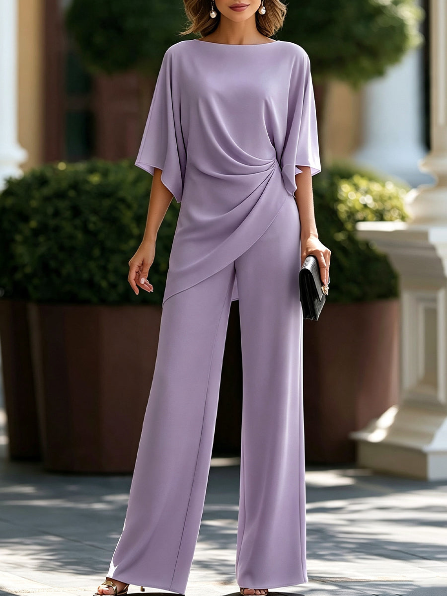 Gabriella | Conjunto Blusa Drapeada y Pantalón Ancho