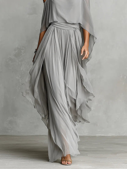 Set in Chiffon Grigio: Canotta e Pantaloni
