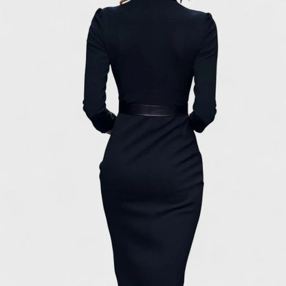 Aitana - Elegante vestido con cinturón y cuello alto