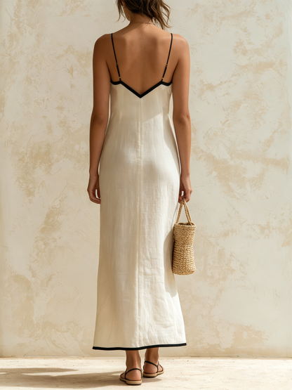 Marisa | Vestido Largo Chevron a Contraste