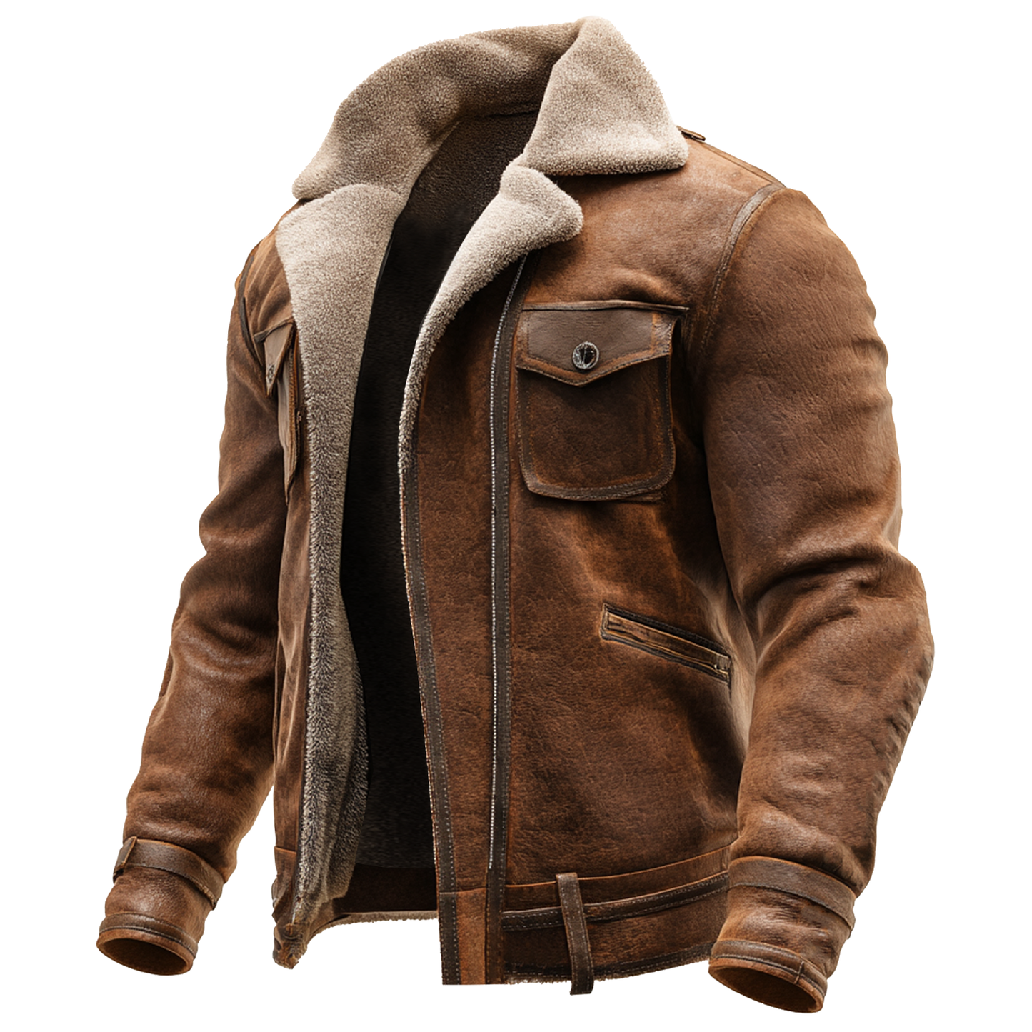 Nico - Chaqueta de Cuero Marrón Vintage