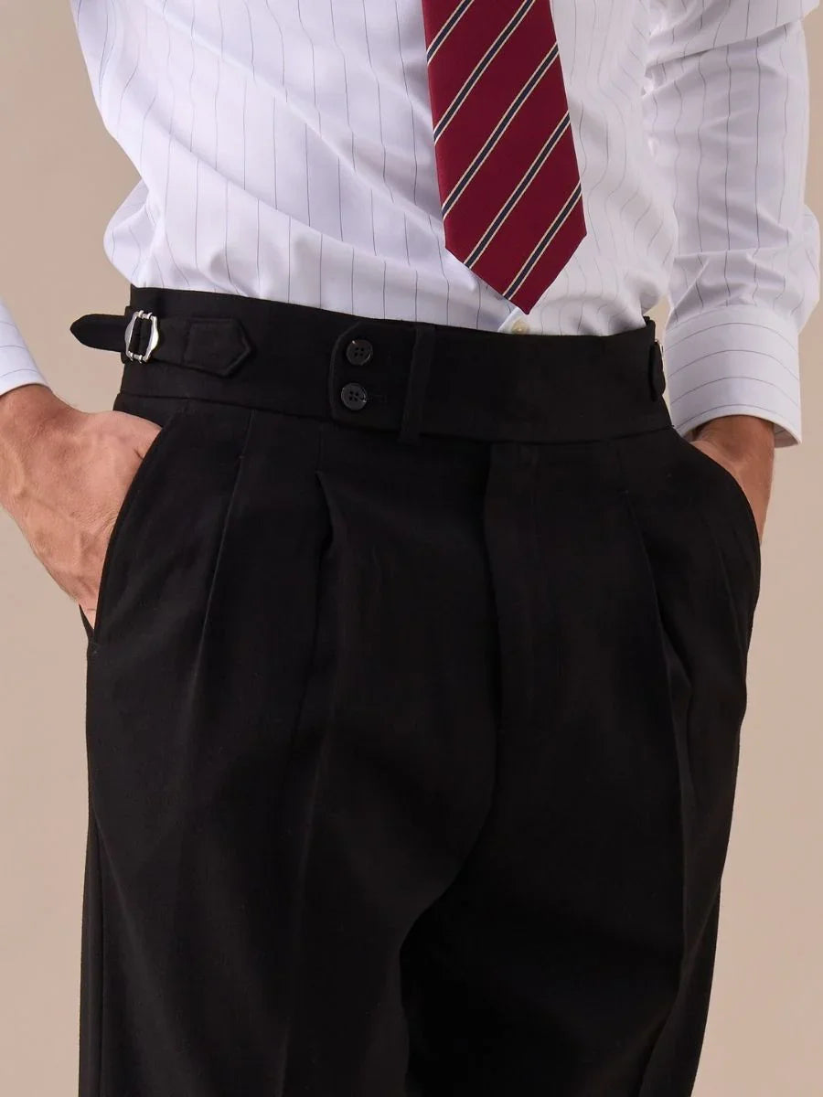 Mauro - Pantalones de cintura alta con doble pliegue