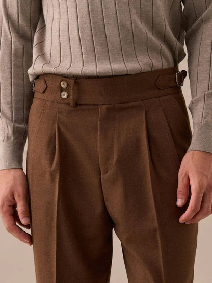 Mauro - Pantalones de cintura alta con doble pliegue
