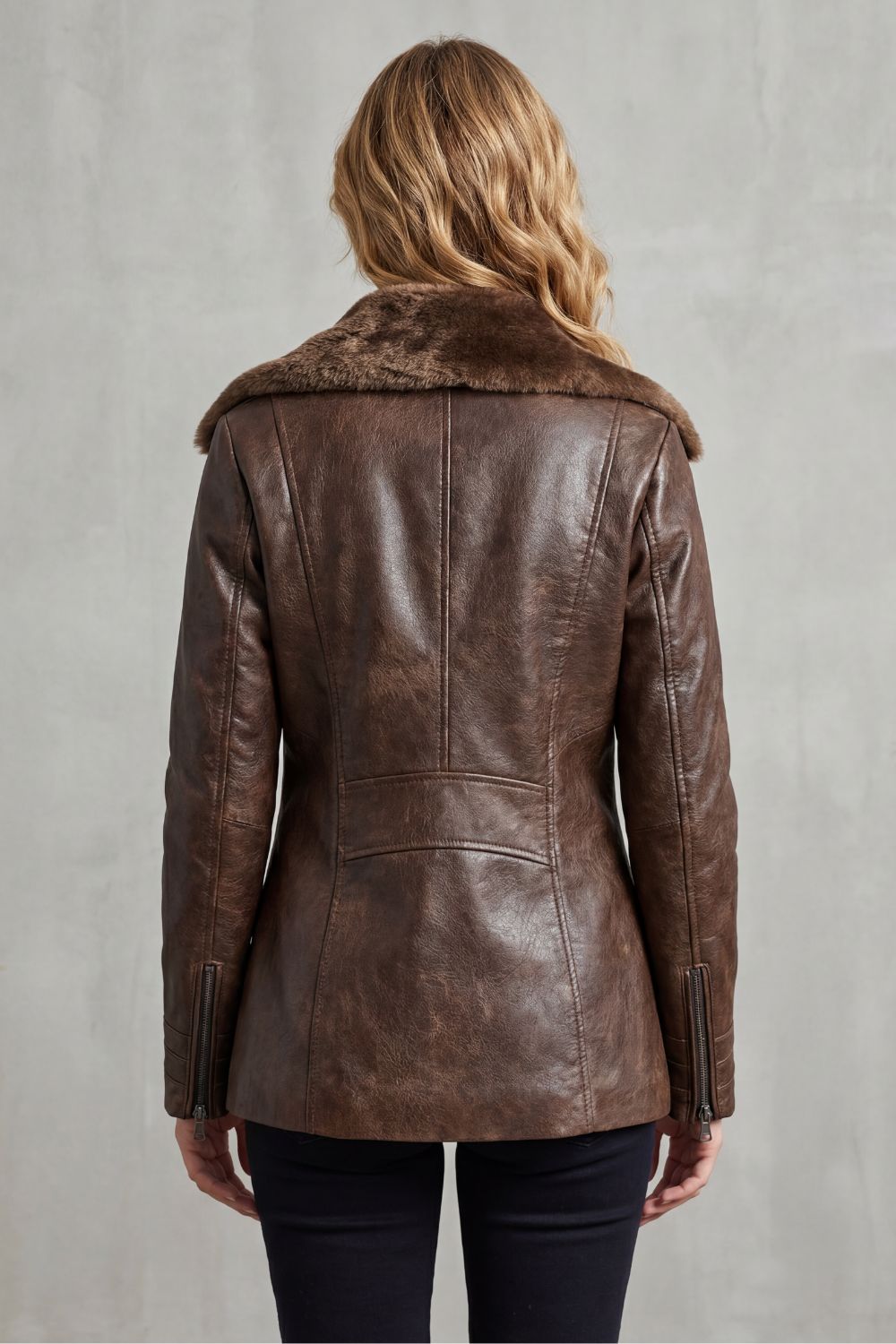 Michelle – Chaqueta de cuero forro borrego
