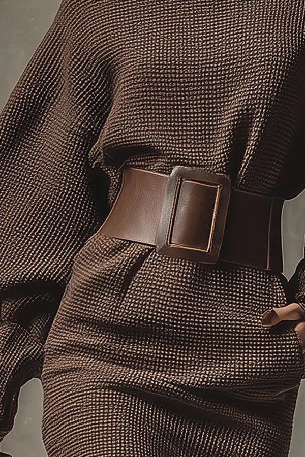 Kiara - Vestido corto de punto con cinturón ajustado