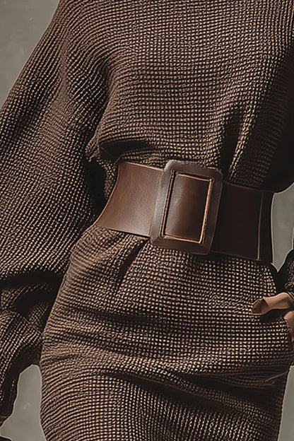 Kiara - Vestido corto de punto con cinturón ajustado