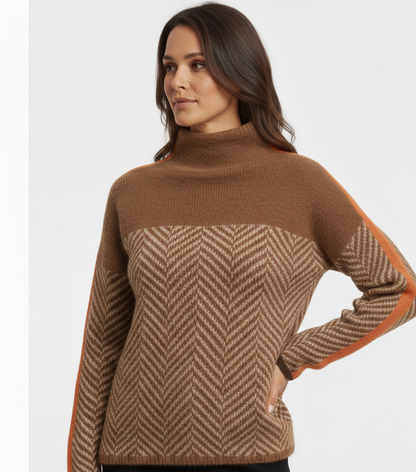 Liora - Jersey de cuello alto con rayas en contraste
