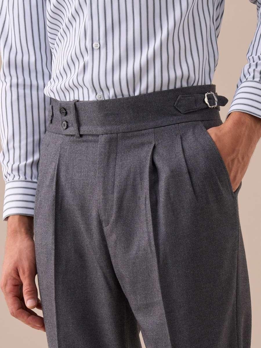 Mauro - Pantalones de cintura alta con doble pliegue