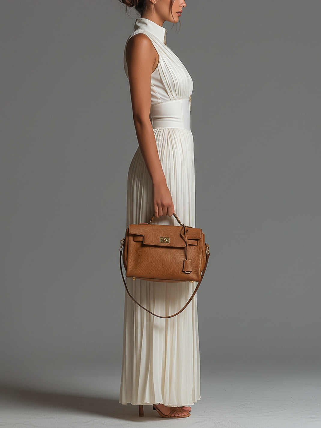 Tuta in Chiffon Bianca Senza Maniche con Zip