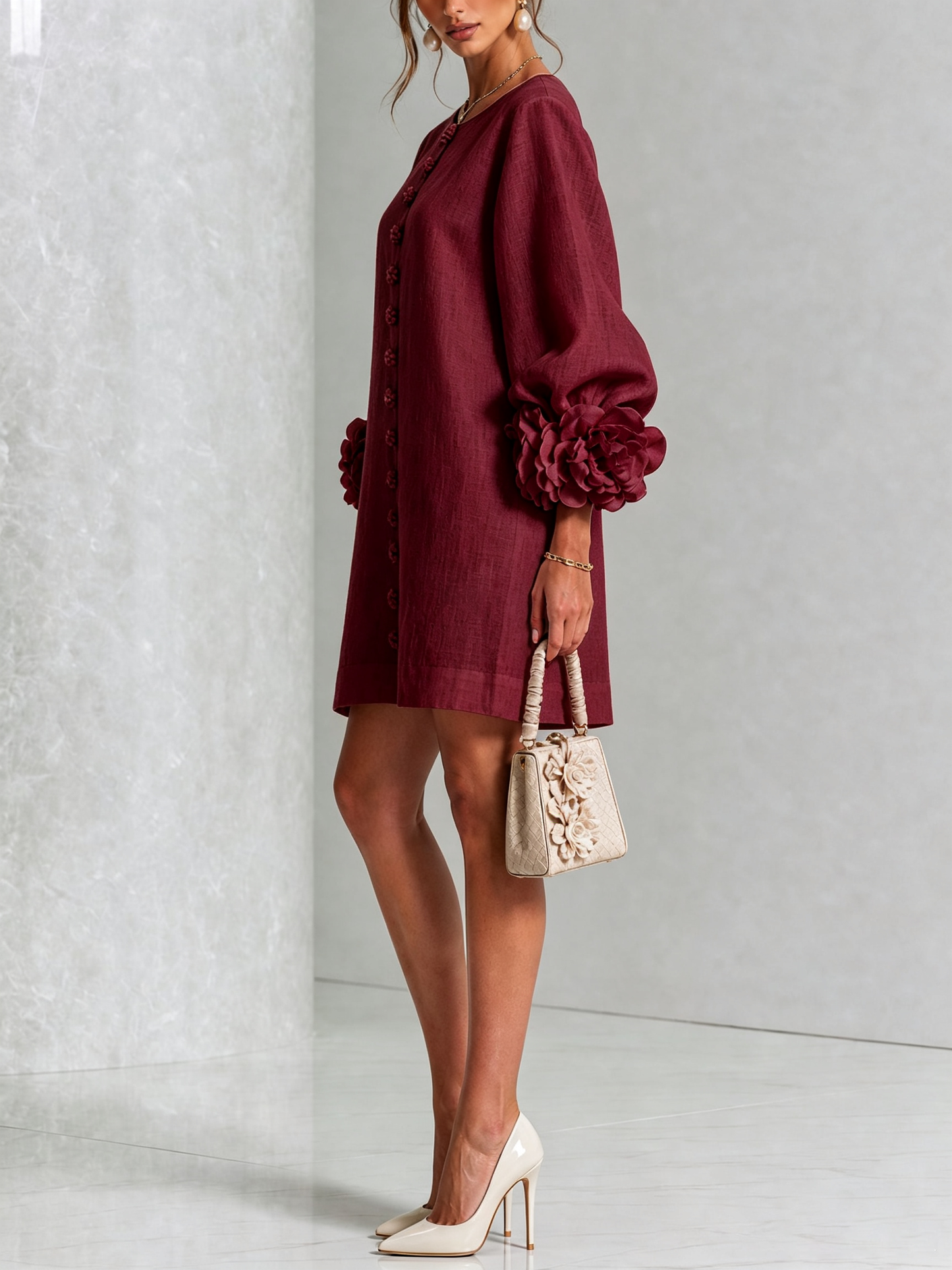 Lola | Mini Vestido con Estampado Floral y Cierre de Botones