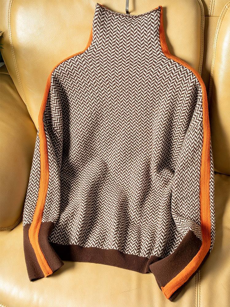 Liora - Jersey de cuello alto con rayas en contraste