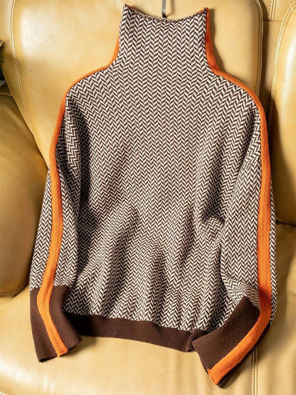 Liora - Jersey de cuello alto con rayas en contraste
