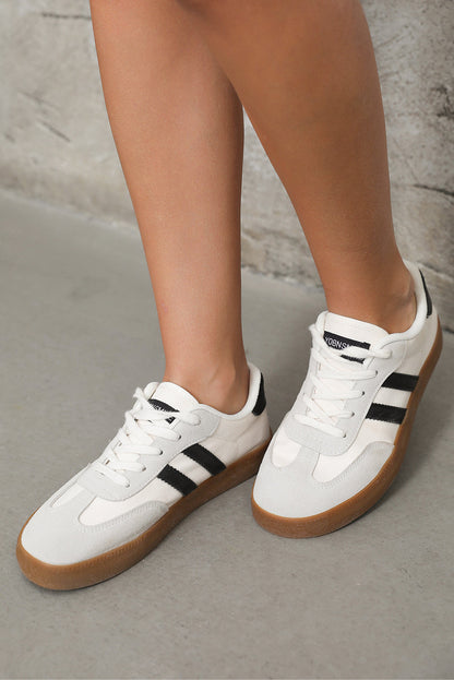 Valeria - Zapatillas planas con rayas negras
