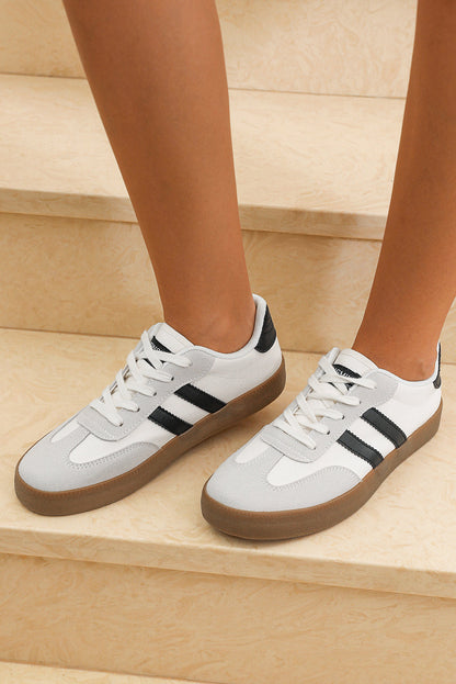 Valeria - Zapatillas planas con rayas negras